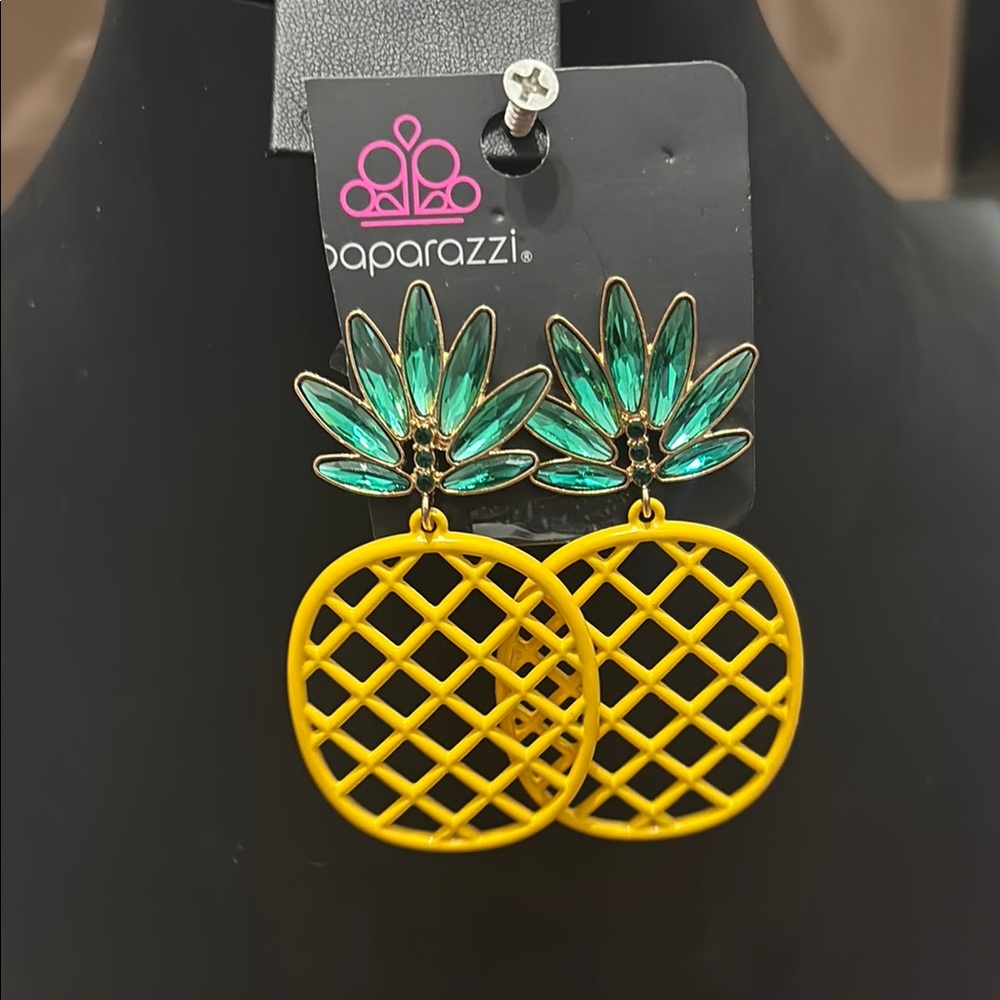 Paparazzi Yellow and Green Pineapple Earrings